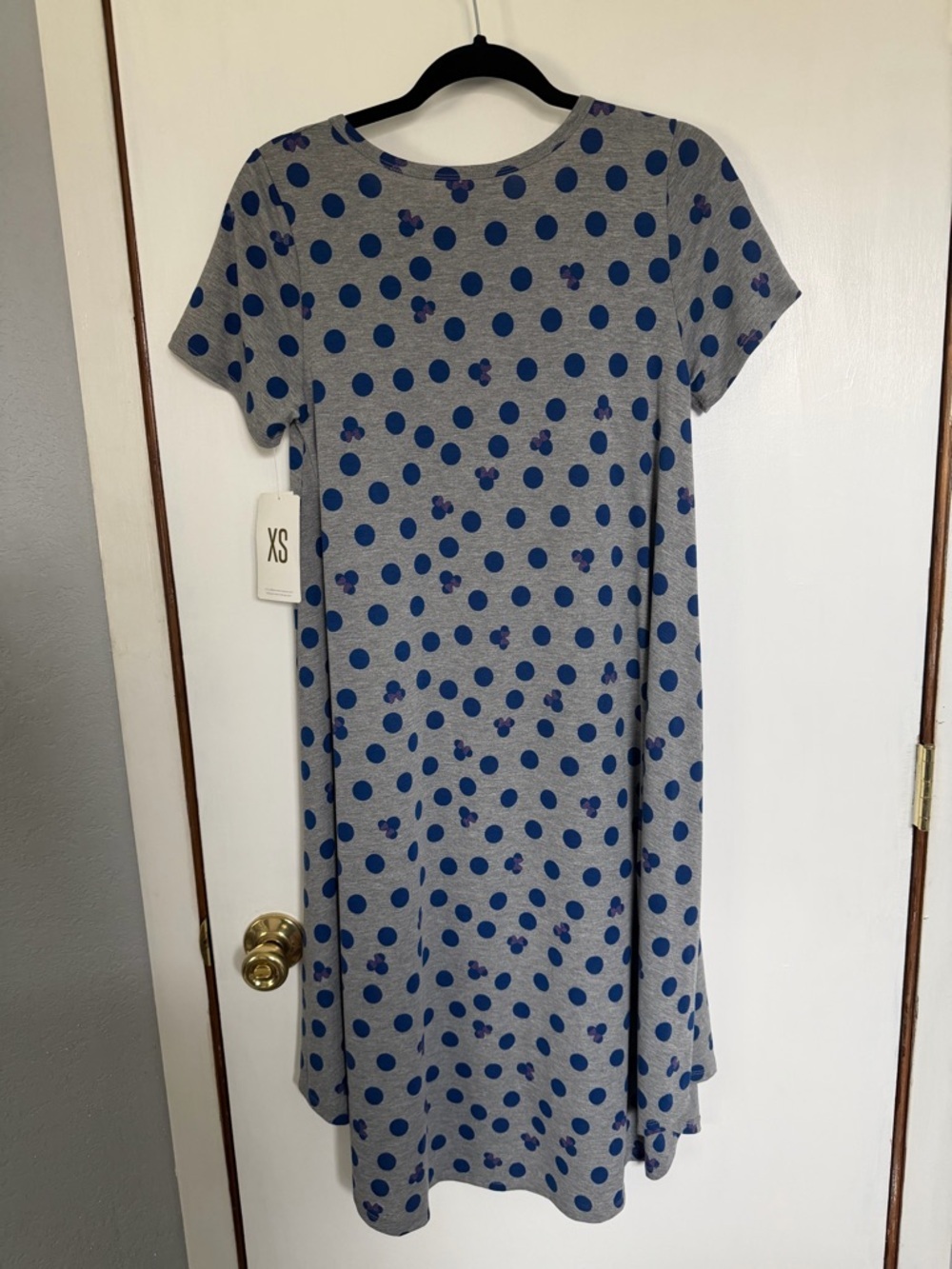 LuLaRoe Grey Dress with Navy Polka Dots - Picture 5 of 5